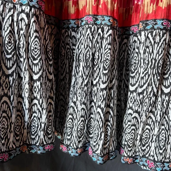 ELEMENTZ Patterned Maxi Skirt Ribbon Detail 100% Cotton Boho Eclectic MEDIUM - Picture 3 of 7